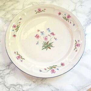 Newcor Cambridge 4020 Floral Stoneware Dinner Plate Pink Purple Pansy 10.5in